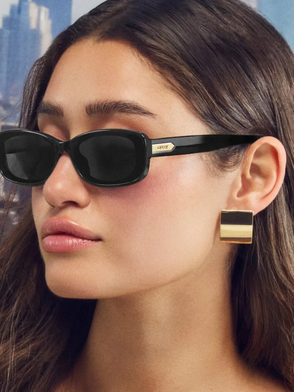 Quay Australia Vibe Check Black Sunglasses | Oversized Square Polarized